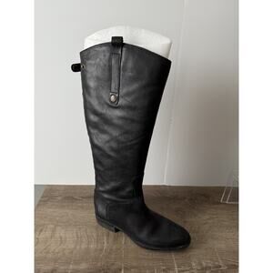 Sam Edelman Boots Womens Size 7.5 Black Leather Riding Knee High Zip Equestrian